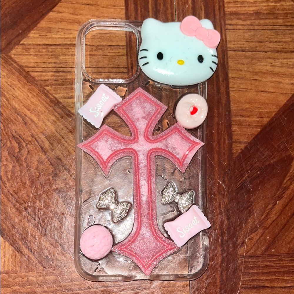 Iphone11 Handmade Hello Kitty Pink Cross Case